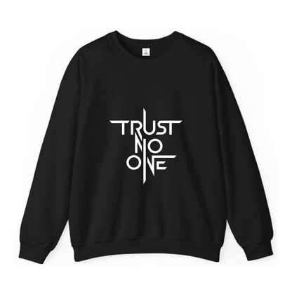 RoMan Creations "Trust No One" Graphic Black Crewneck Sweatshirt