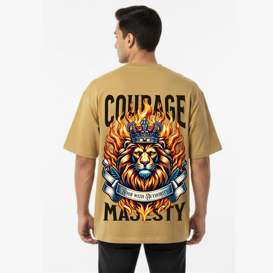Men's Oversized T-Shirt With "Courage Majesty" Printed