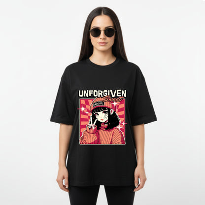 WoMen's Oversized T-Shirt With "Unforgiven" Printed