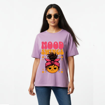 WoMen's Oversized T-Shirt With "Mood Swings" Printed