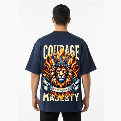 Men's Oversized T-Shirt With "Courage Majesty" Printed