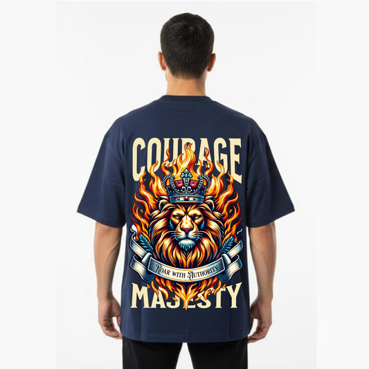 Men's Oversized T-Shirt With "Courage Majesty" Printed
