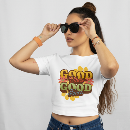 Crop Top With "Good Vibes Good Times" Printed