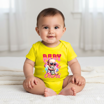 Baby's Infant Romper with Printed a "Baby Oberoi" Design