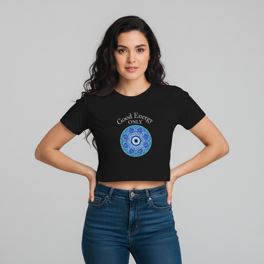 Crop Top With "Good Energy Only" Print