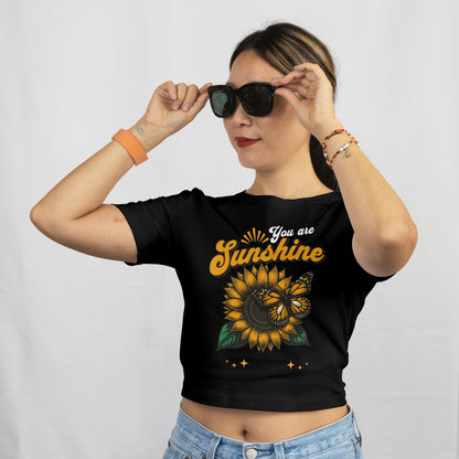 Crop Top With "you are sunshine - sunflower" Print