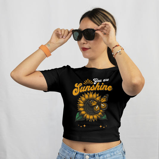 Crop Top With "you are sunshine - sunflower" Print