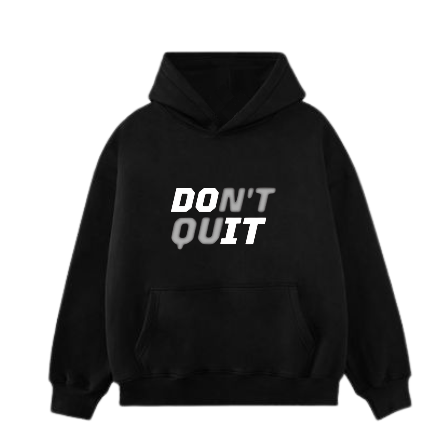 Black Oversized Hoodie with Don't Quit Graphic Print