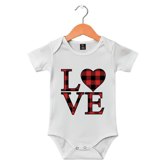 Classic Love Plaid Half Sleeve Romper for Boys & Girls
