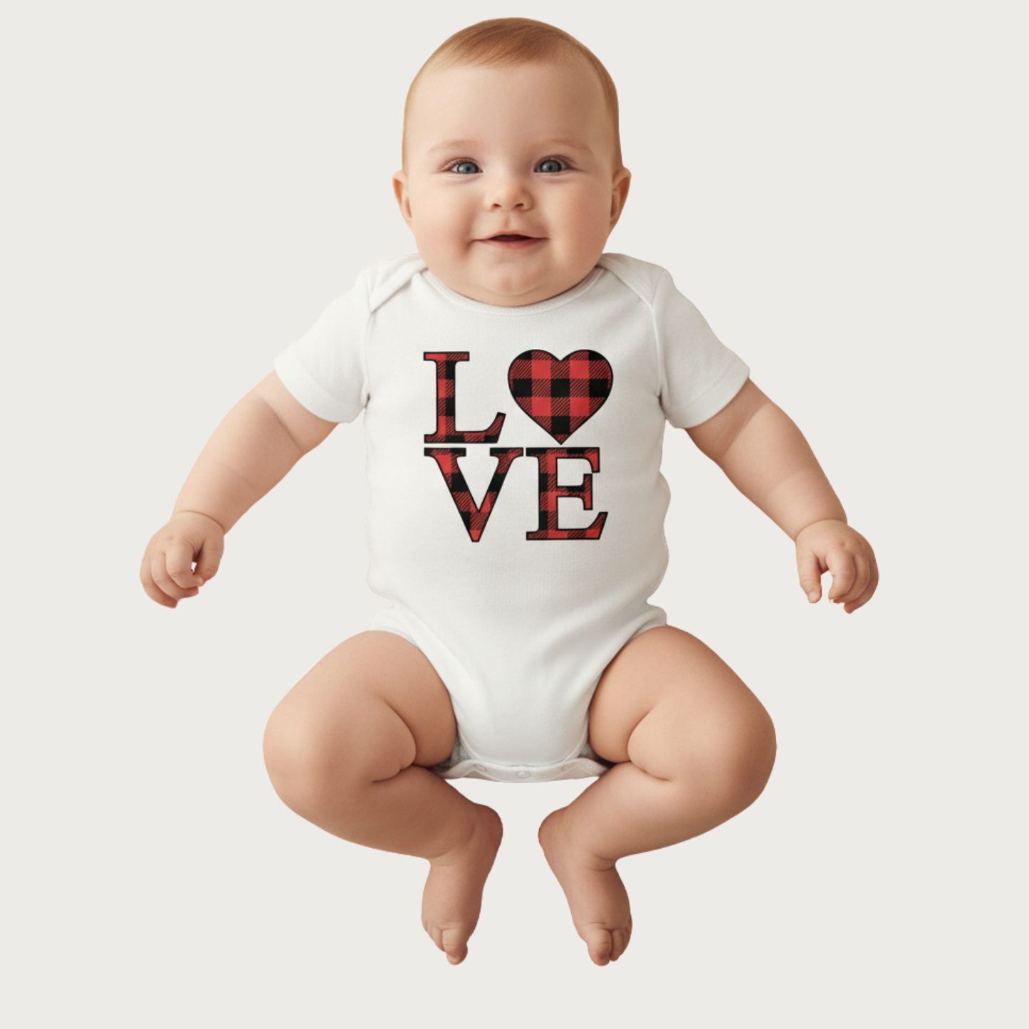 Classic Love Plaid Half Sleeve Romper for Boys & Girls