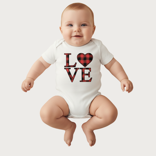 Classic Love Plaid Half Sleeve Romper for Boys & Girls
