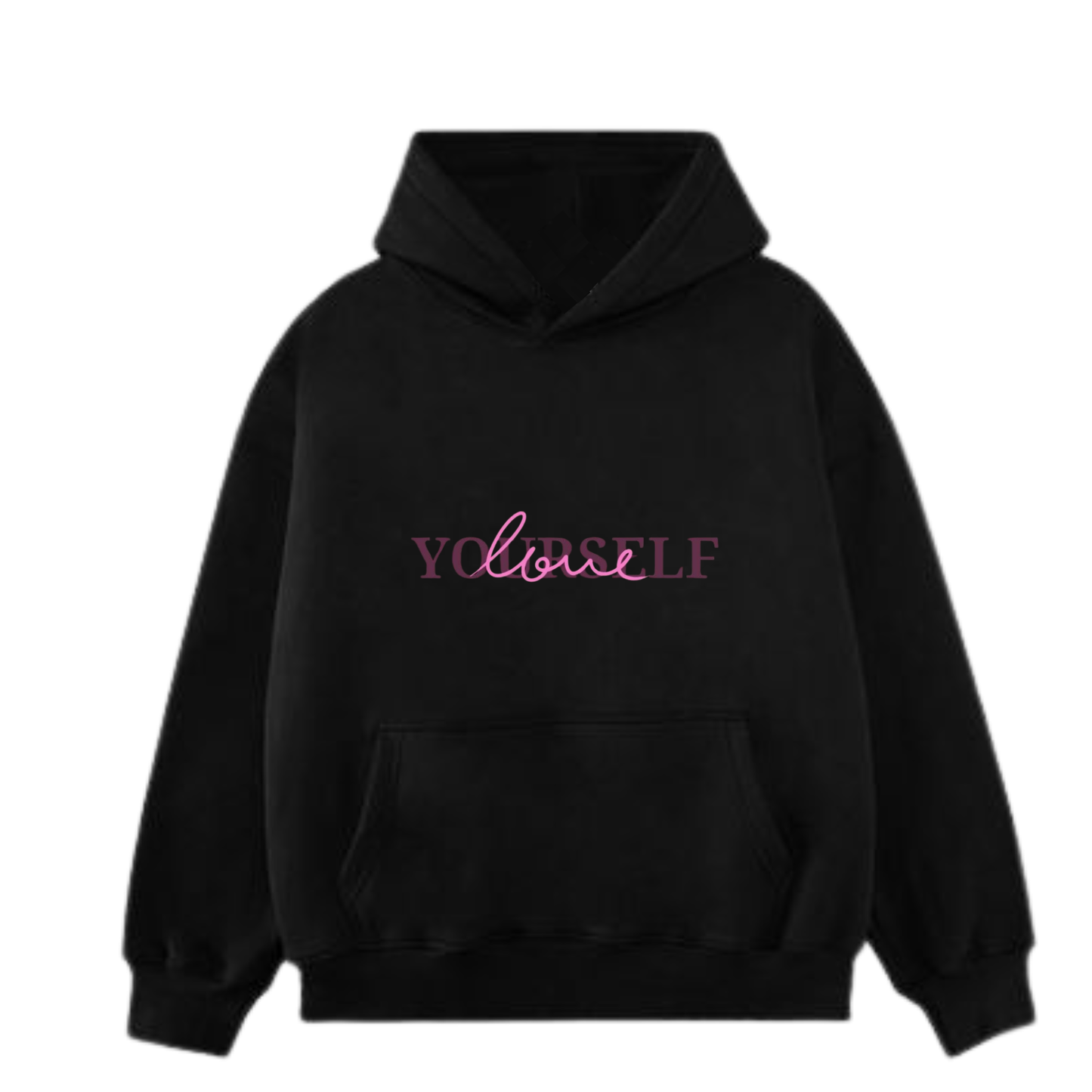 Love Yourself Statement Hoodie | Black Pink Gradient