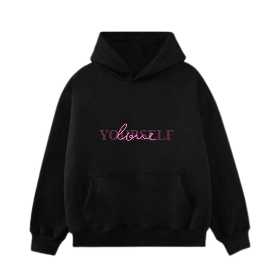 Love Yourself Statement Hoodie | Black Pink Gradient