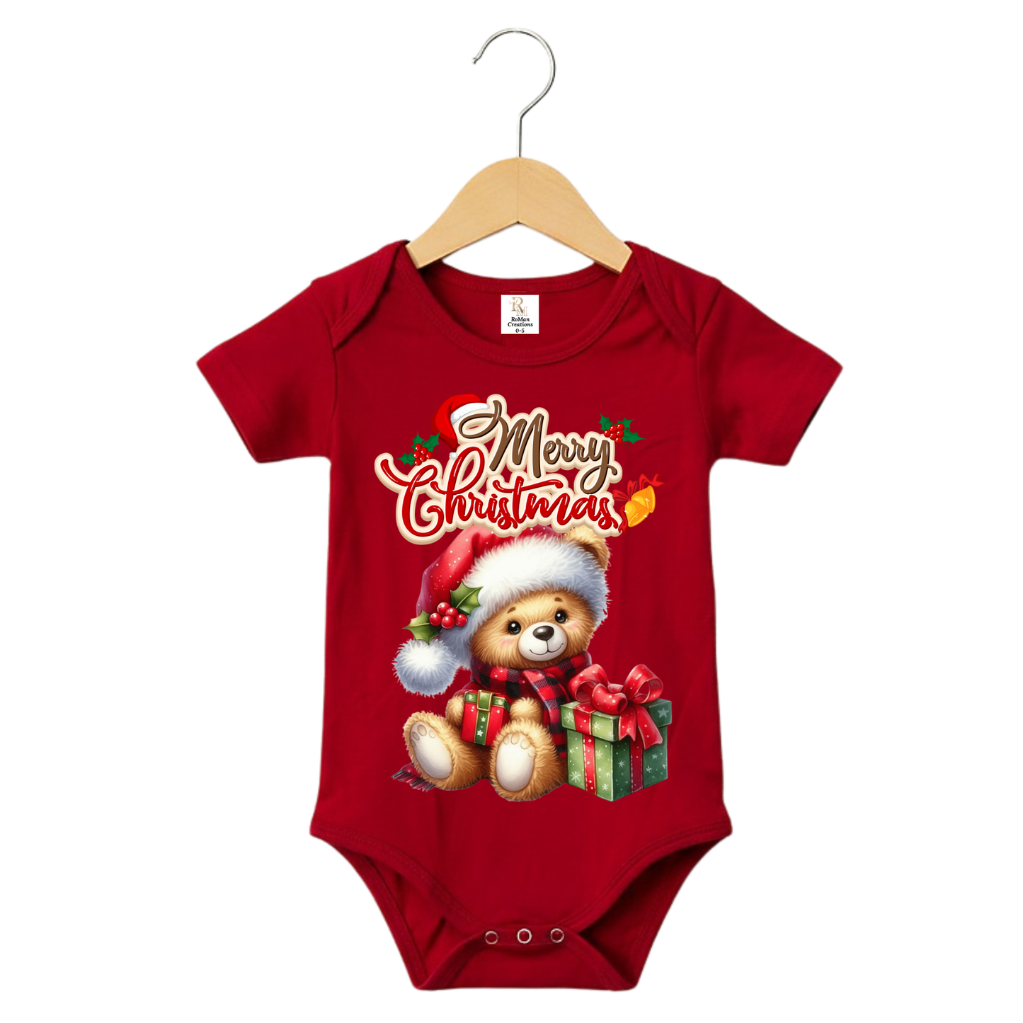 Special Santa Teddy Bear Christmas Design Onesies, Unisex Baby Romper