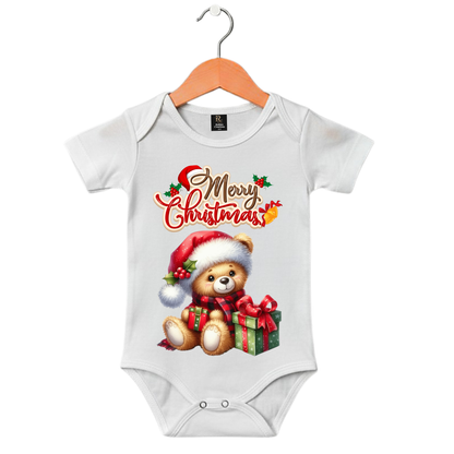 Special Santa Teddy Bear Christmas Design Onesies, Unisex Baby Romper