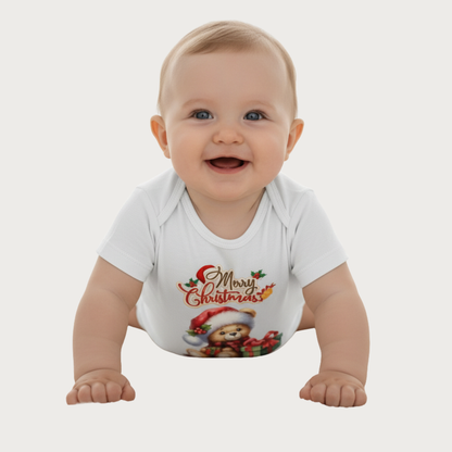 Special Santa Teddy Bear Christmas Design Onesies, Unisex Baby Romper