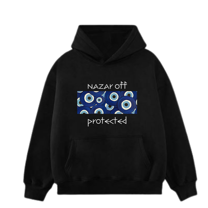 Nazar Off Protected Black Oversized Hoodie