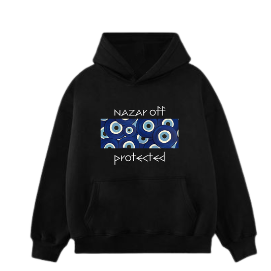 Nazar Off Protected Black Oversized Hoodie
