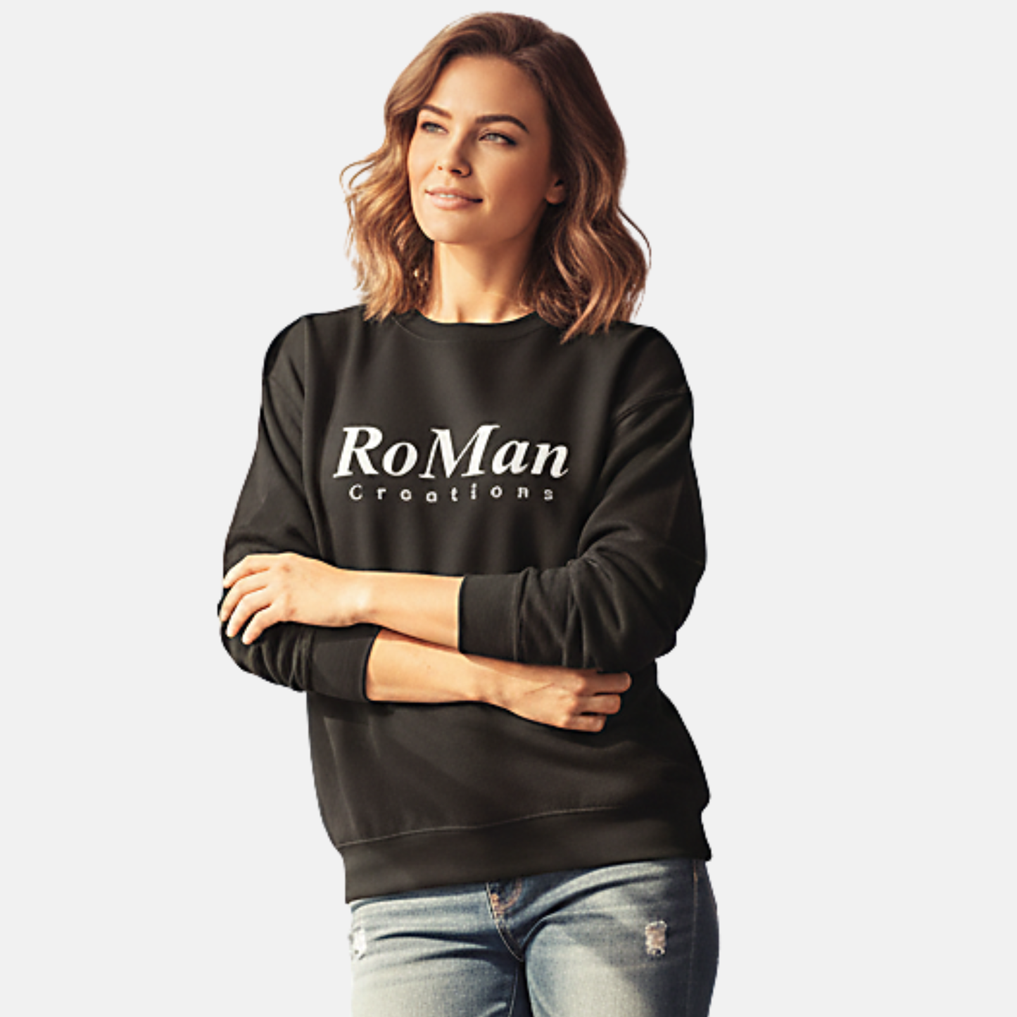 RoMan Creations Classic Black Cotton Unisex Sweatshirt