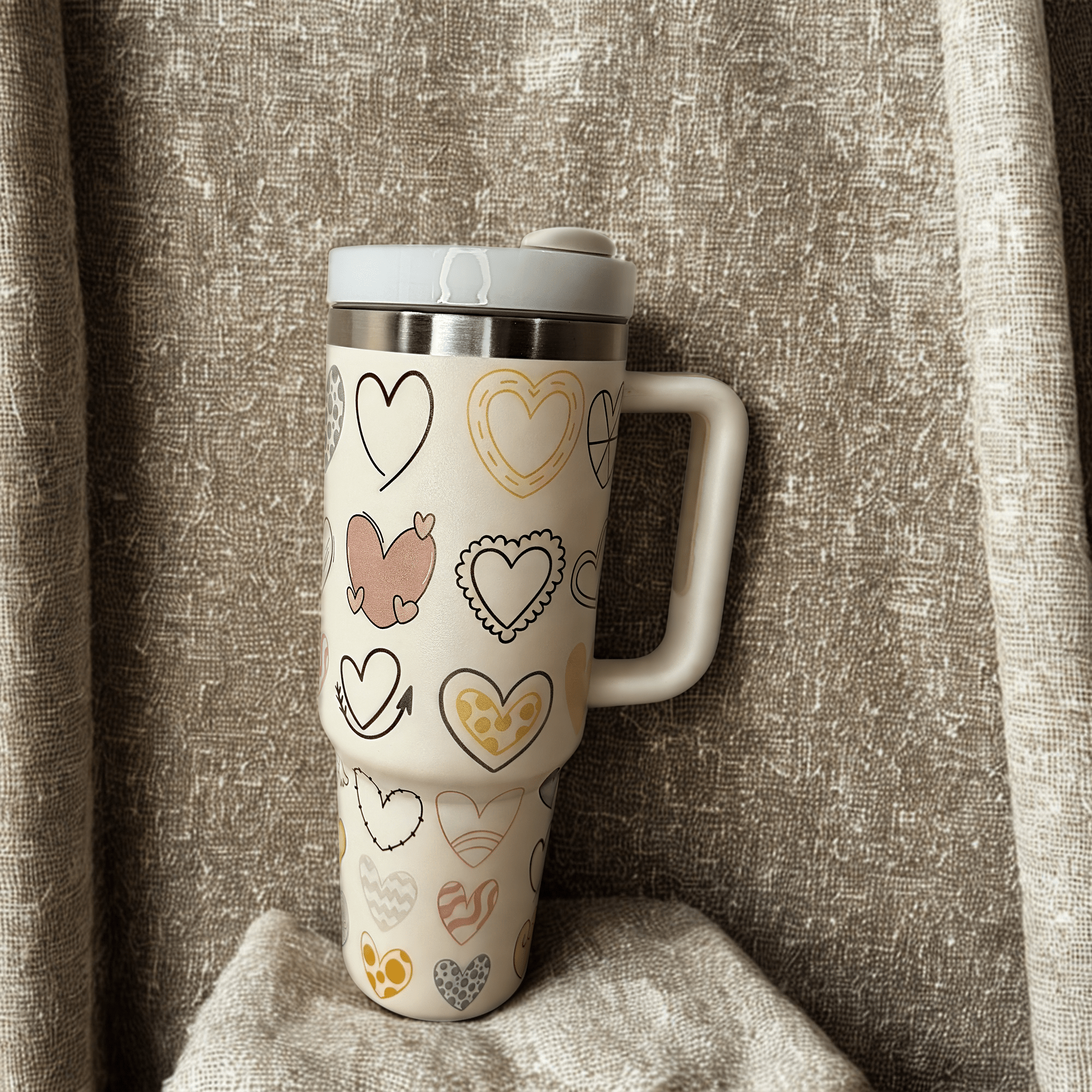Tumbler With Beautiful Printed - Multiple Hearts - RoMan Creations