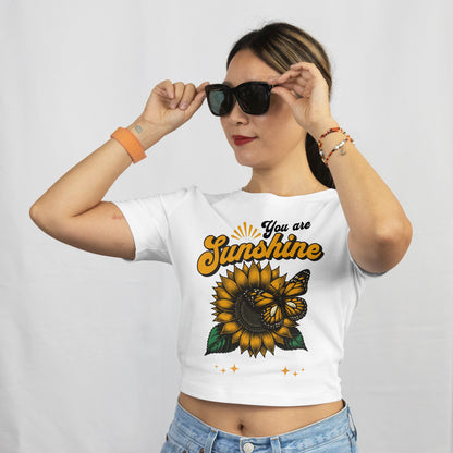 Crop Top With "you are sunshine - sunflower" Print